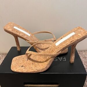 Fashion Nova Cork Thong Mule Heels